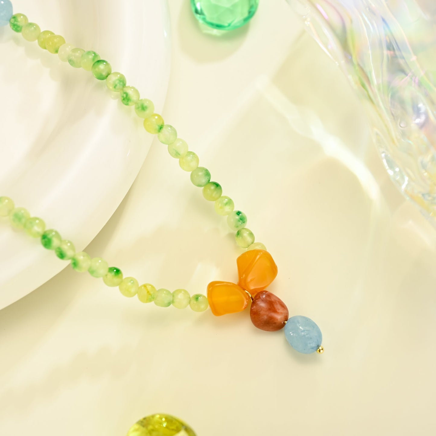 Natural Green Peridot Beaded Necklace