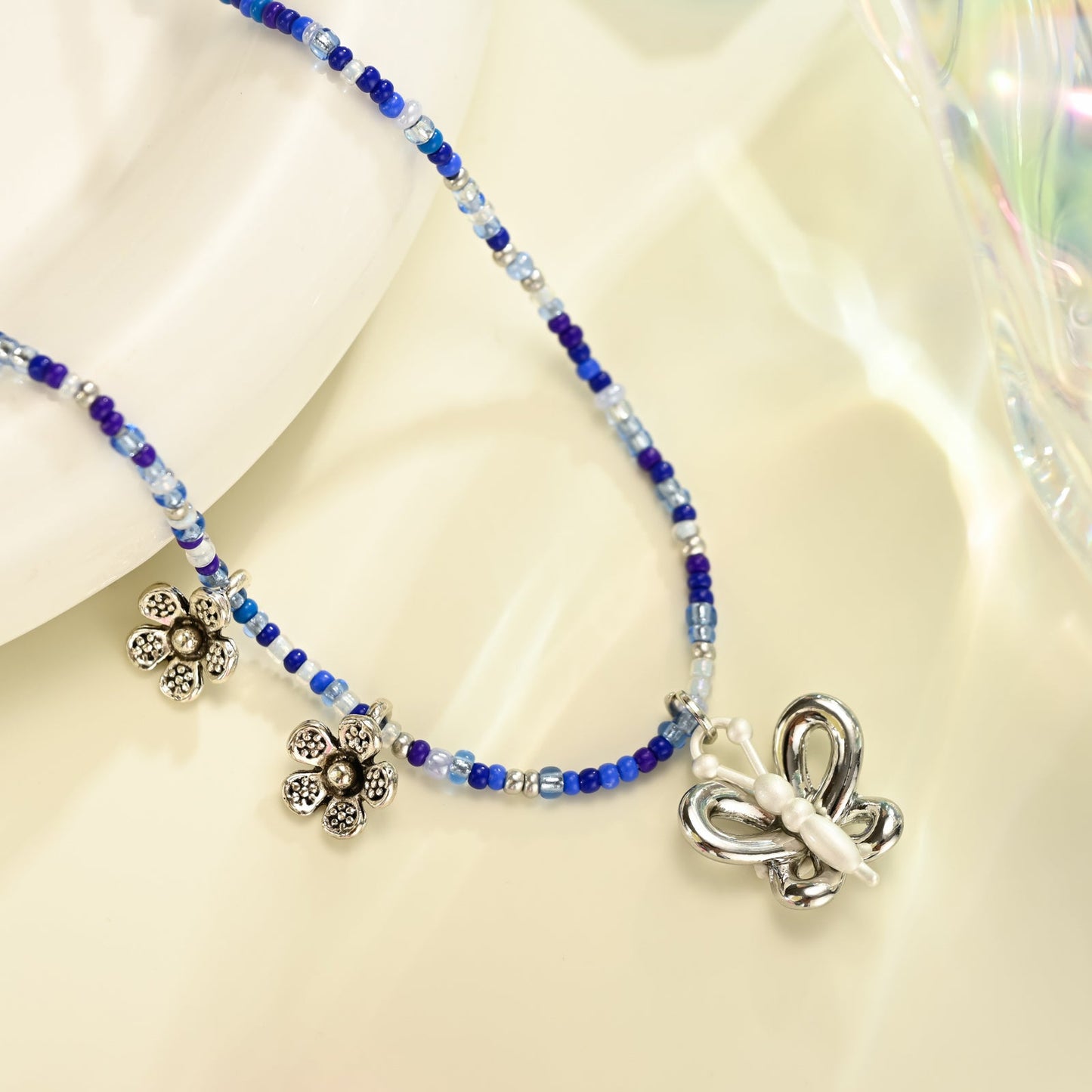 Flower Butterfly Bead Necklace