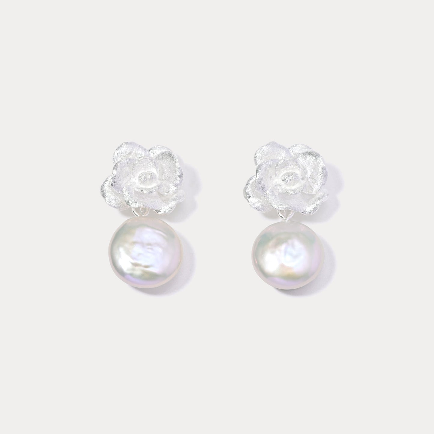 Silver Camellia Earrings