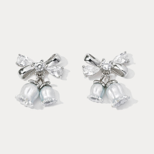 Lily Of The Valley Bow Silver Earrings