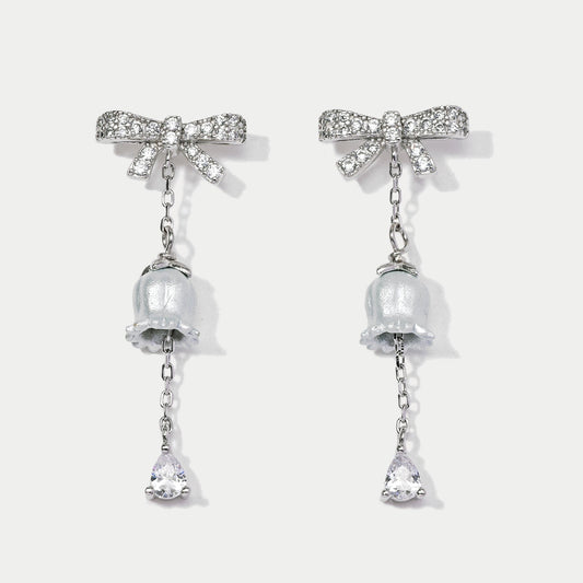 Lily Of The Valley Bow Silver Earrings