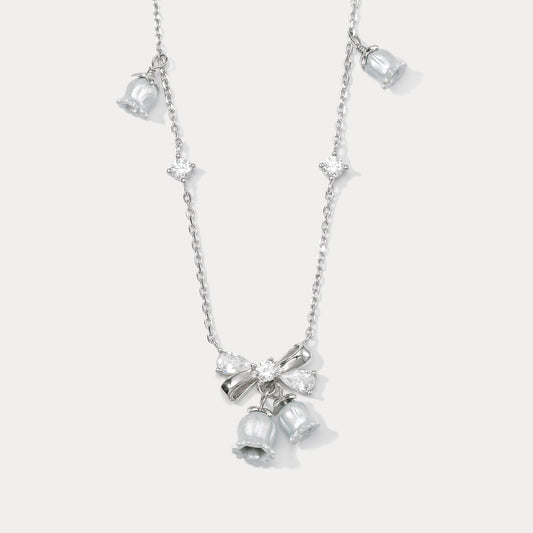 Lily Of The Valley Bow Silver Necklace