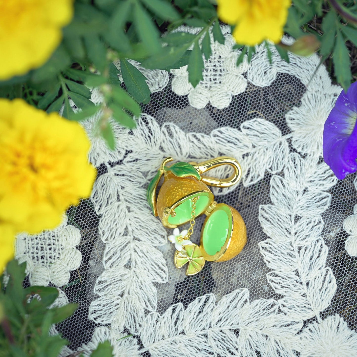 Lemon Locket Pendant Necklace