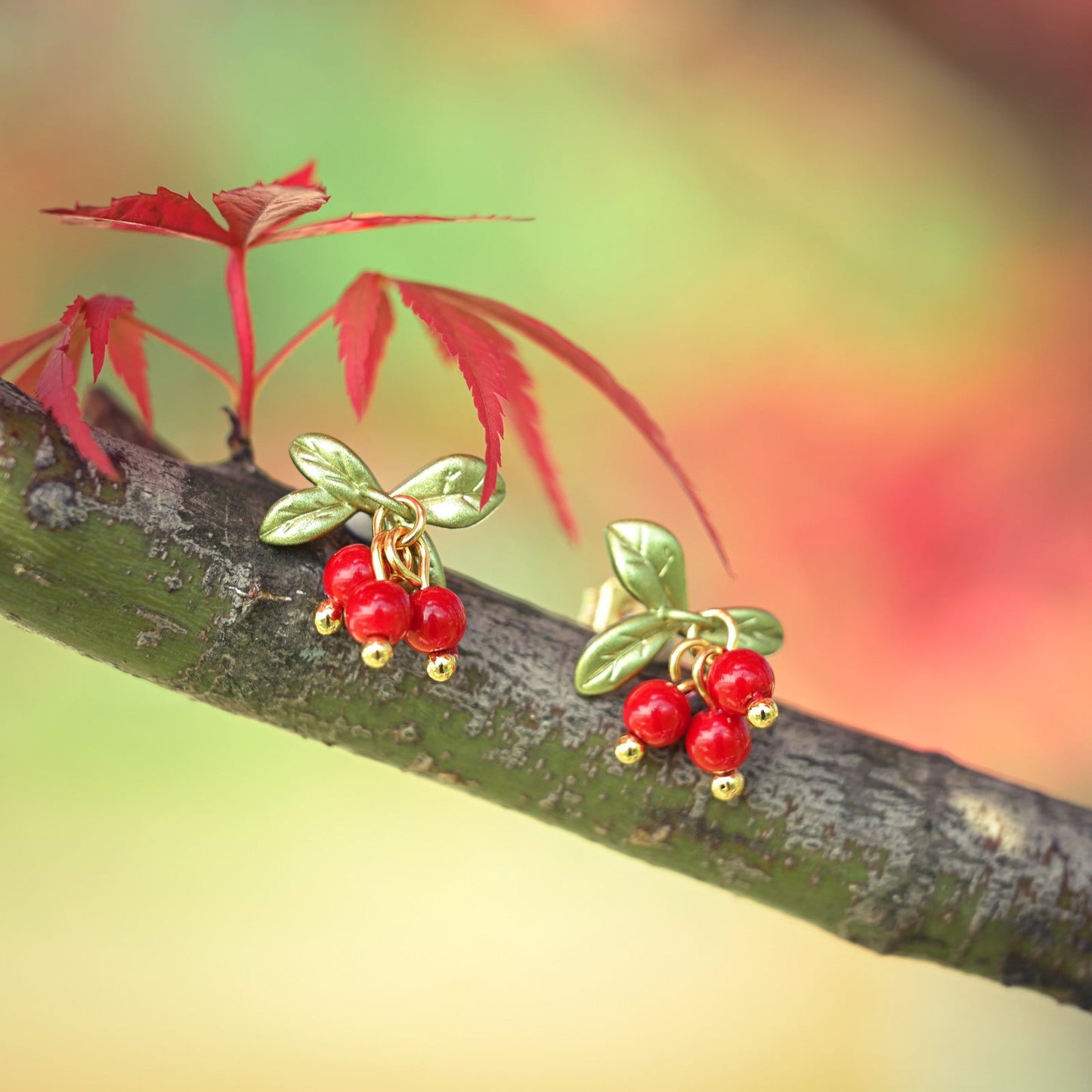 Cranberry Stud Earrings