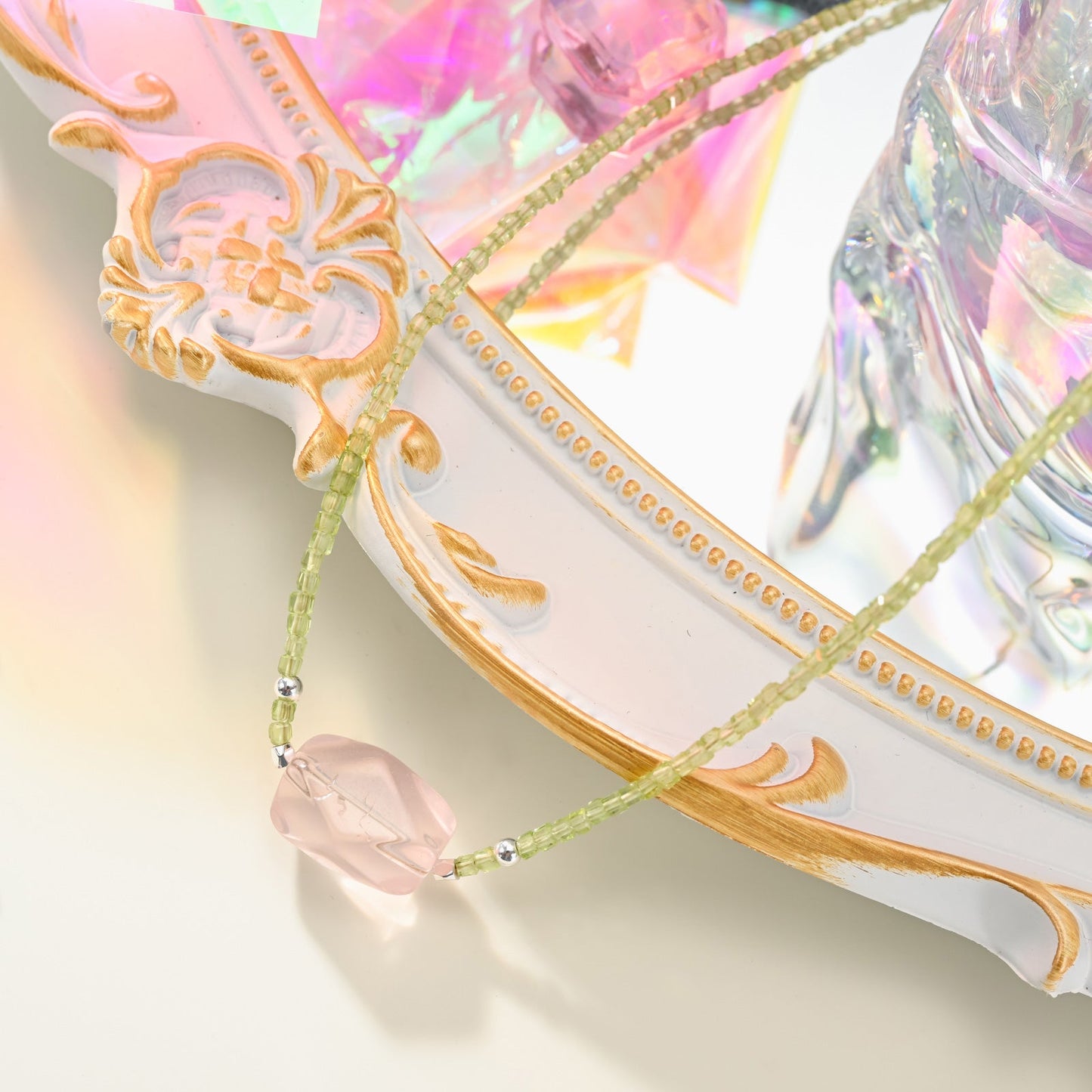 Pink Cubic Crystal Necklace