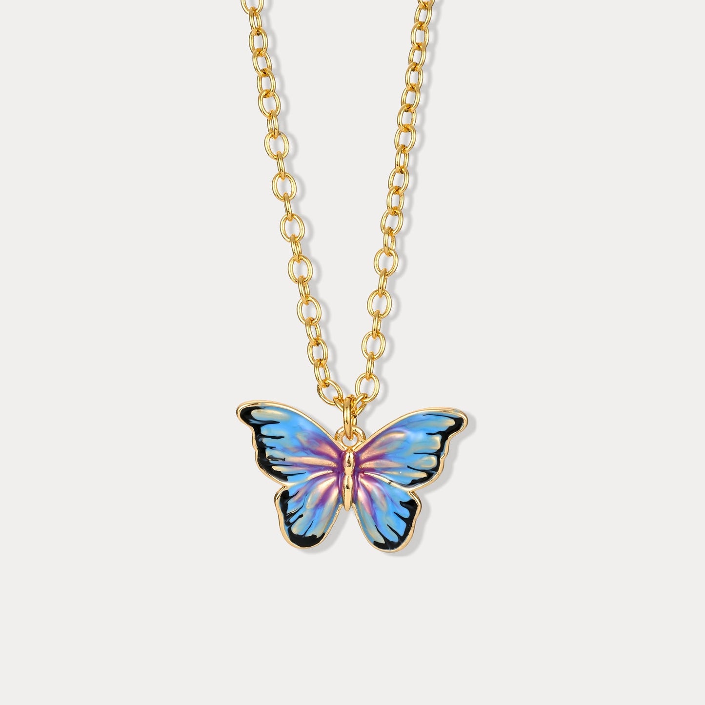 Bluish Violet Butterfly Necklace