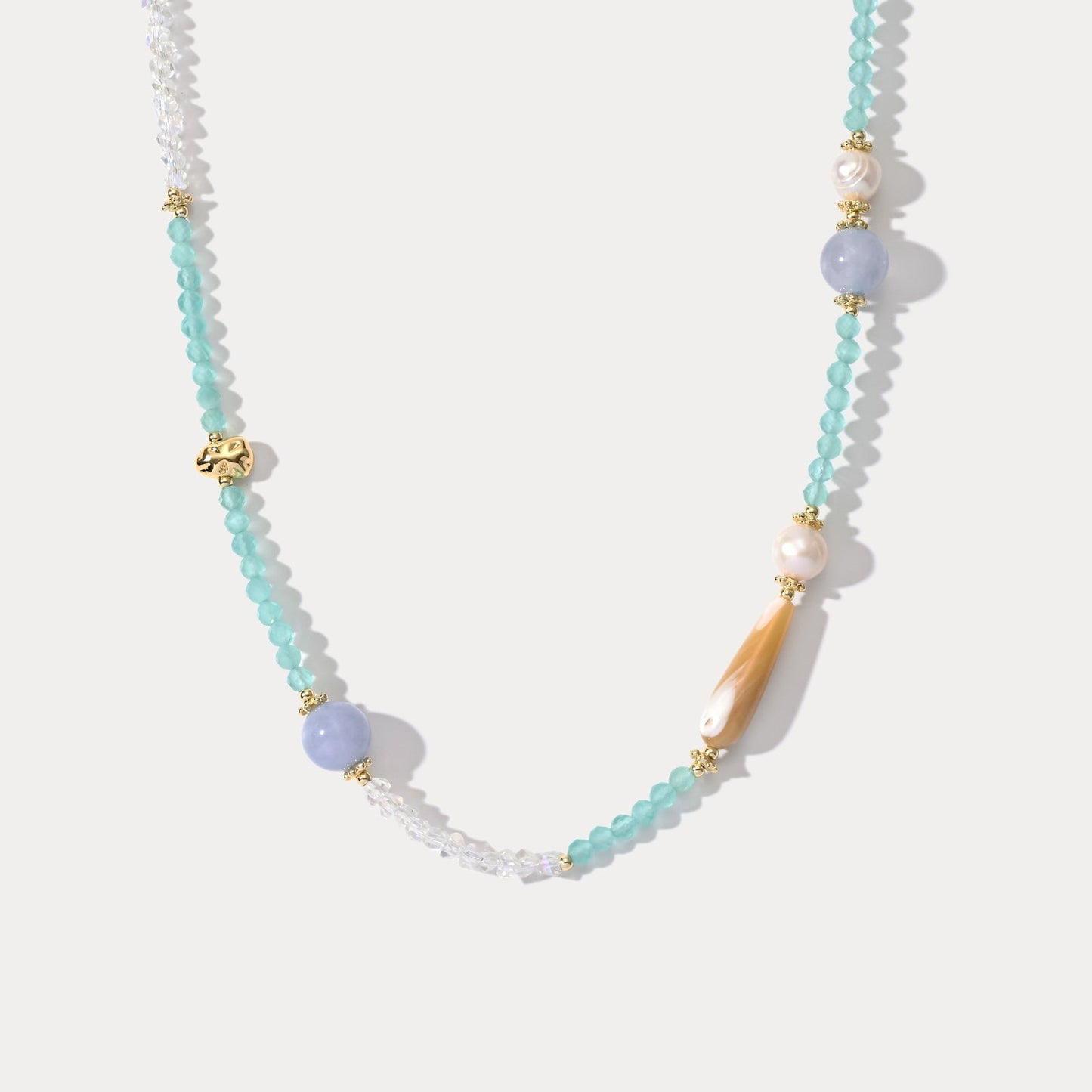 Peppermint Natural Stone Beaded Necklace