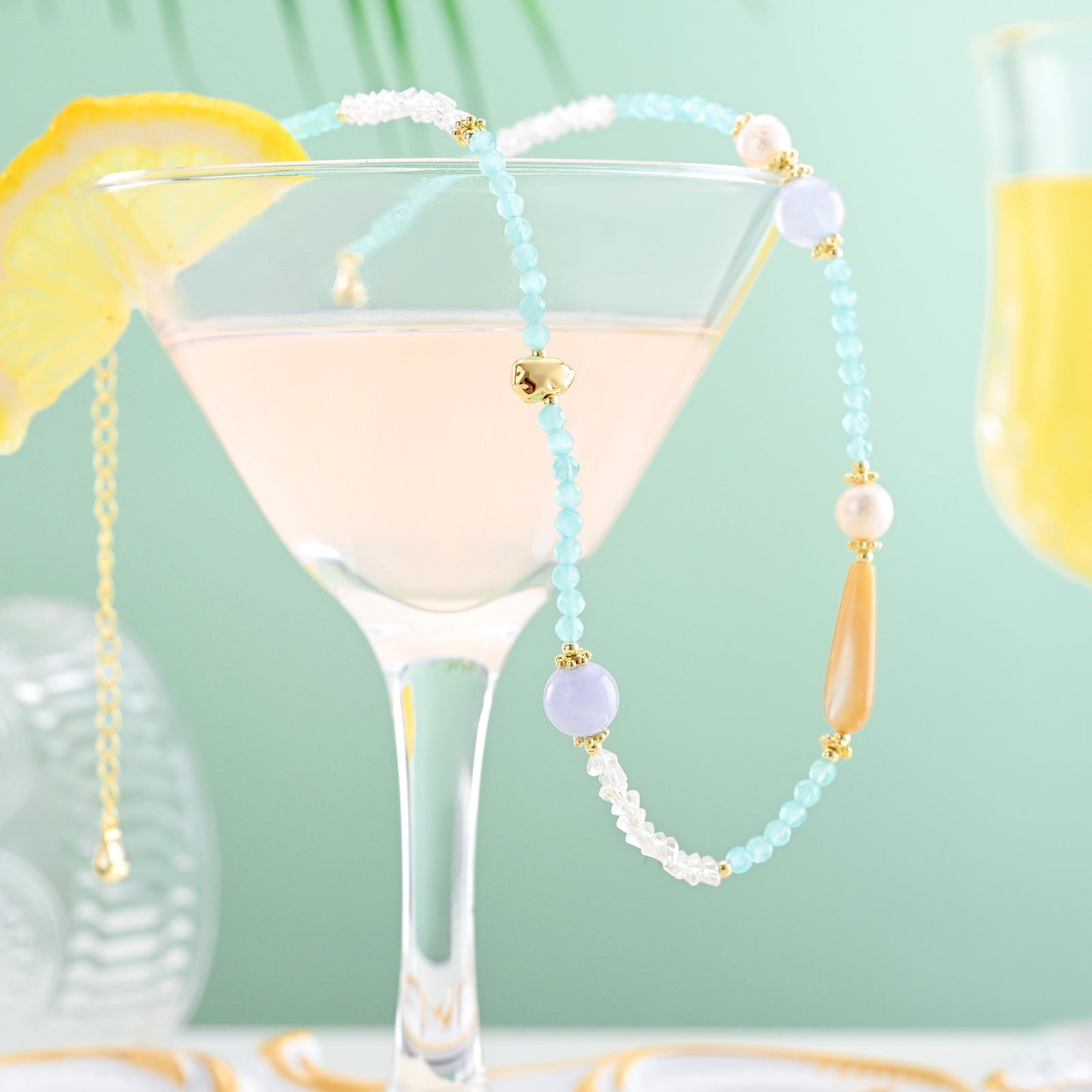 Peppermint Natural Stone Beaded Necklace