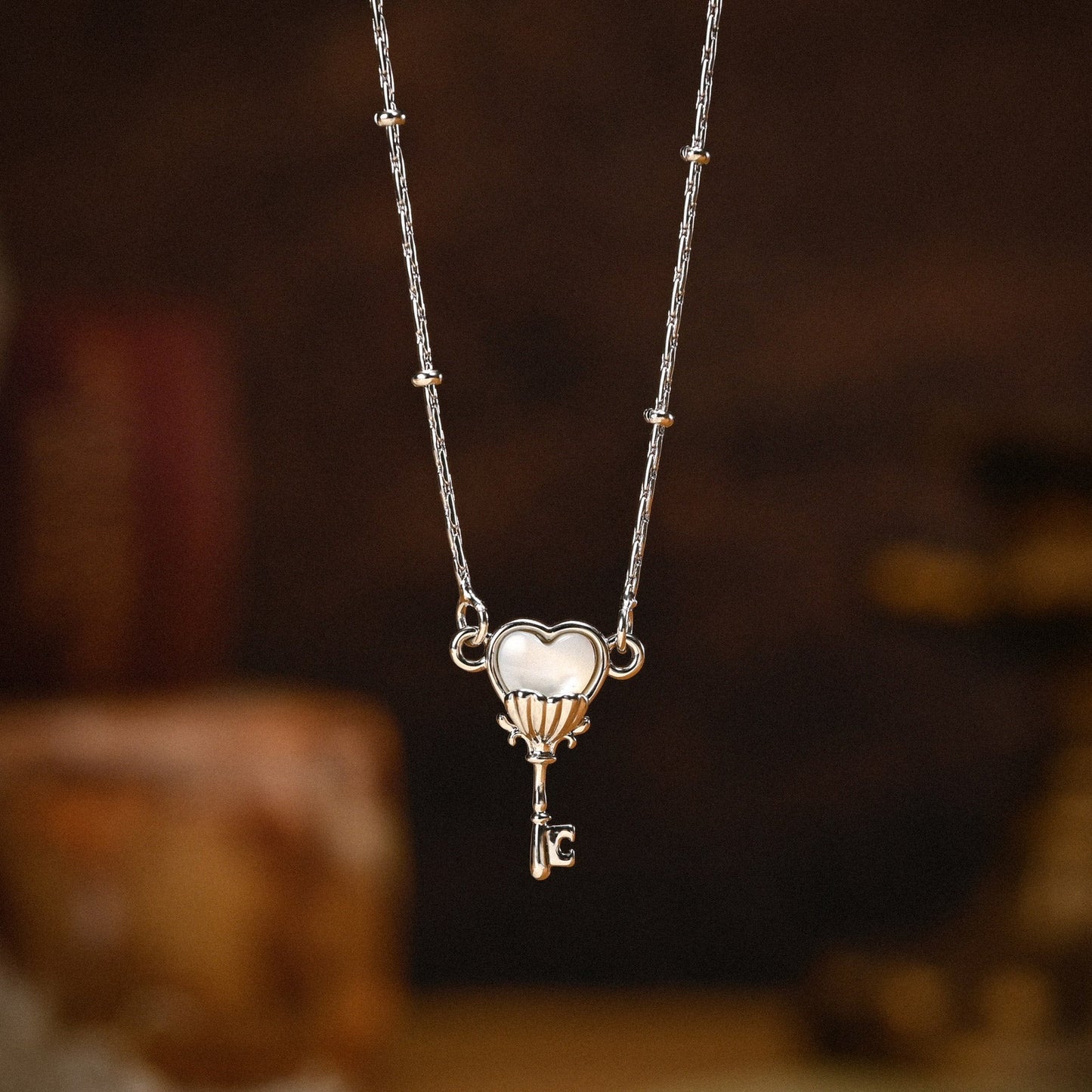 Key of the Heart Silver Necklace