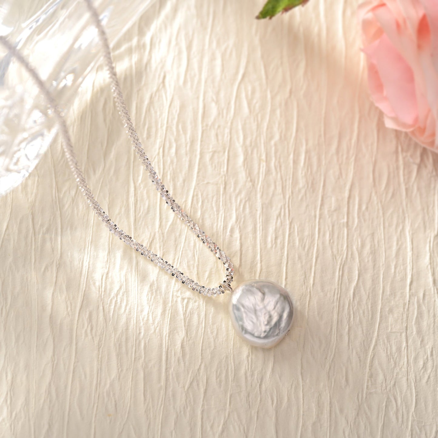 Silver Baroque Pearl Necklace