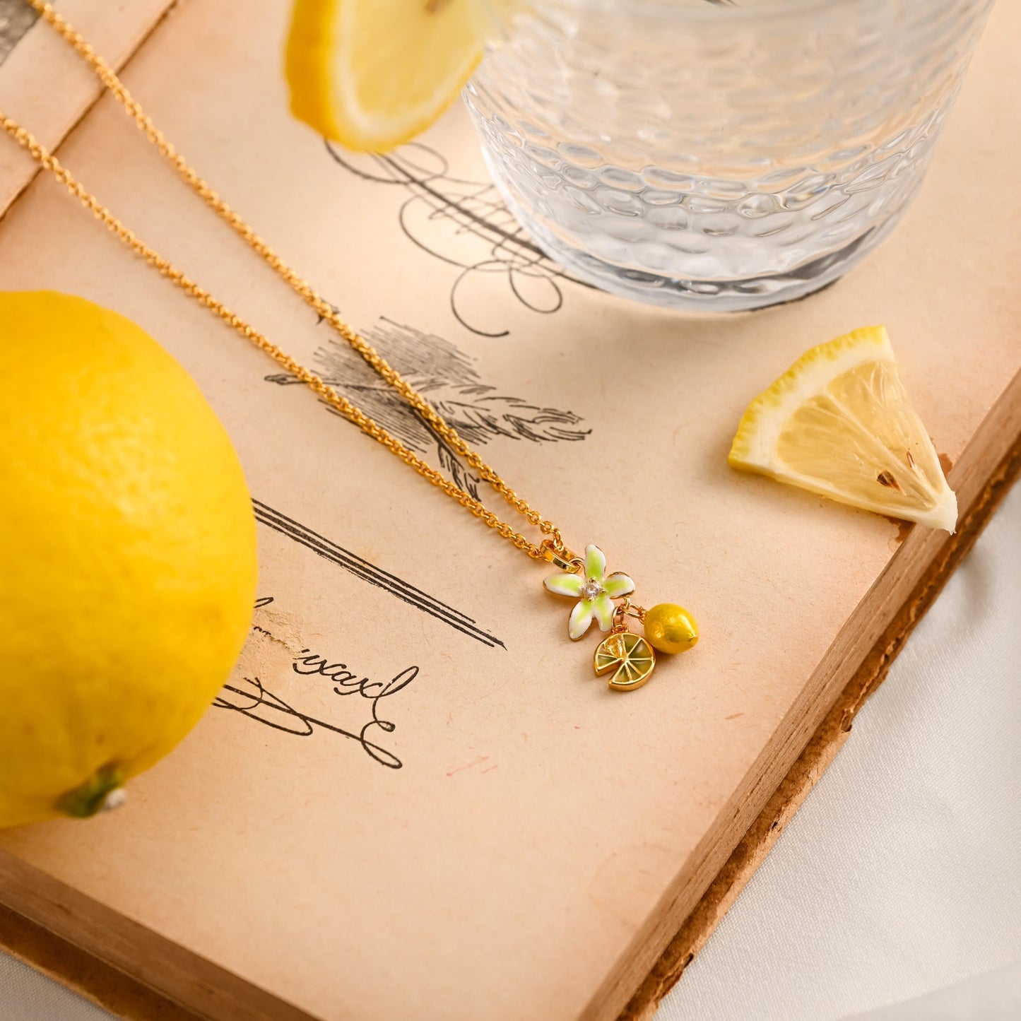 Flower Lemon Pendant Necklace