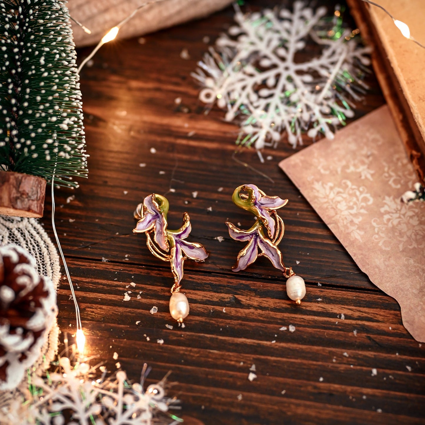 Iris Flower Earrings