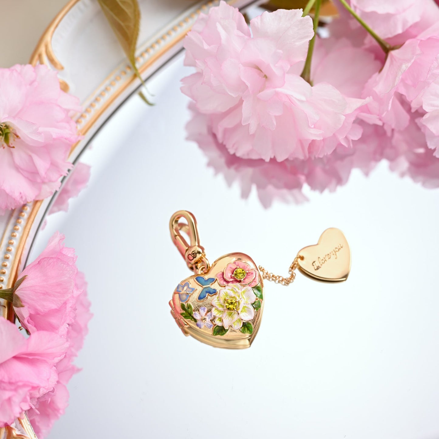 Flower Heart Shaped Locket Necklace