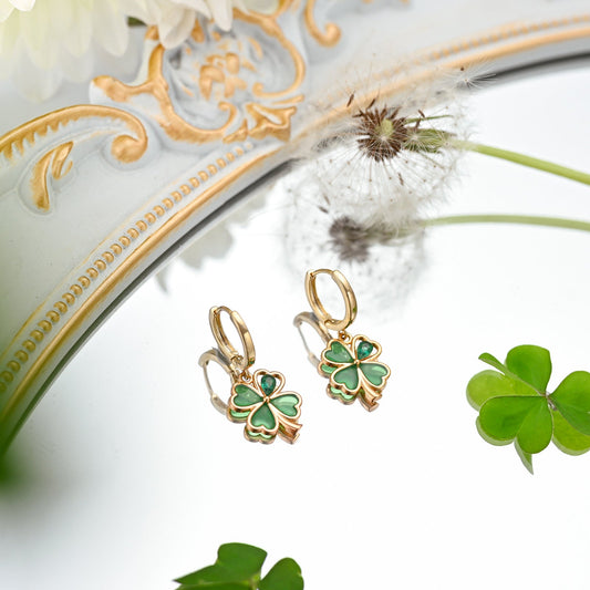Four Leaf Clover Hoop Earrings