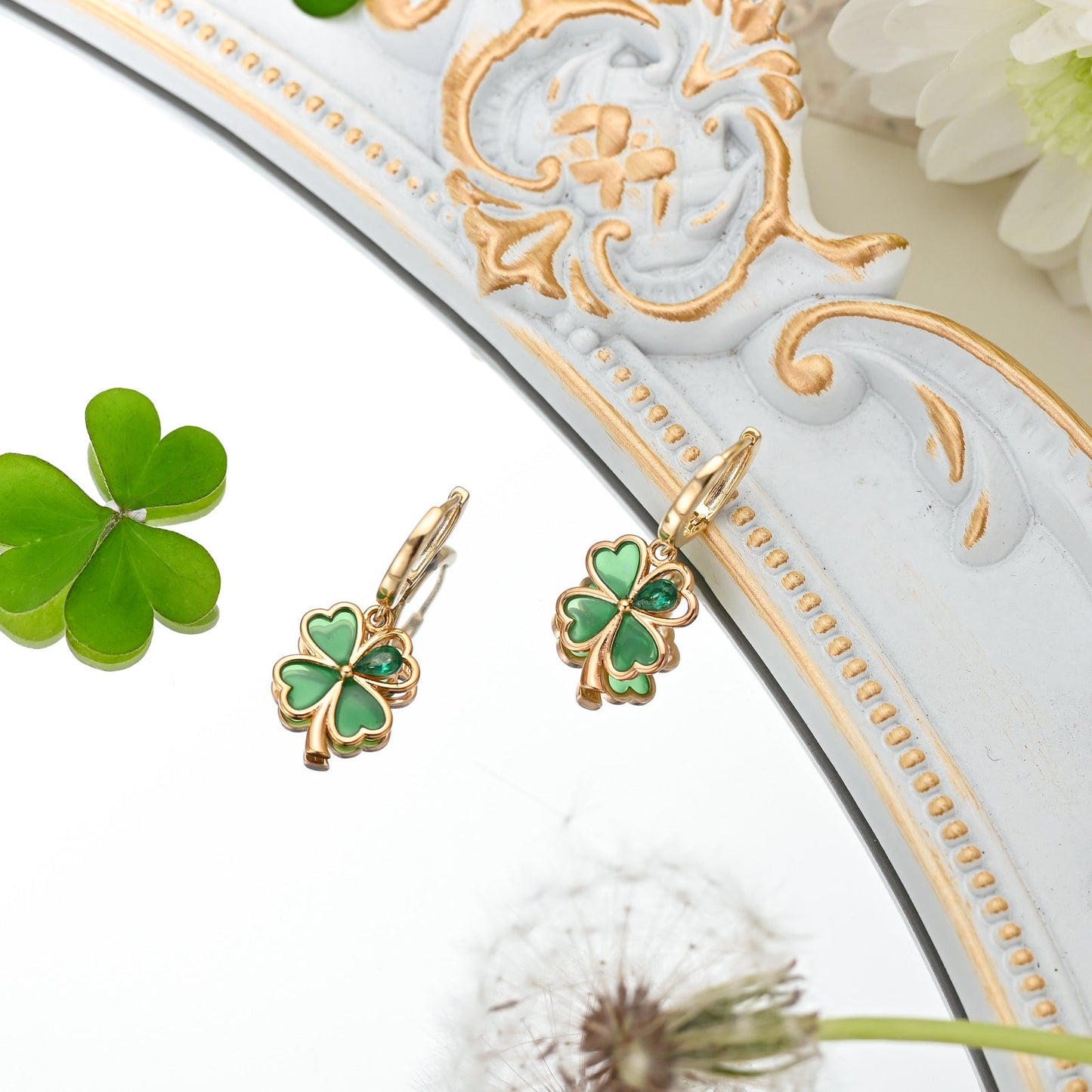 Four Leaf Clover Hoop Earrings
