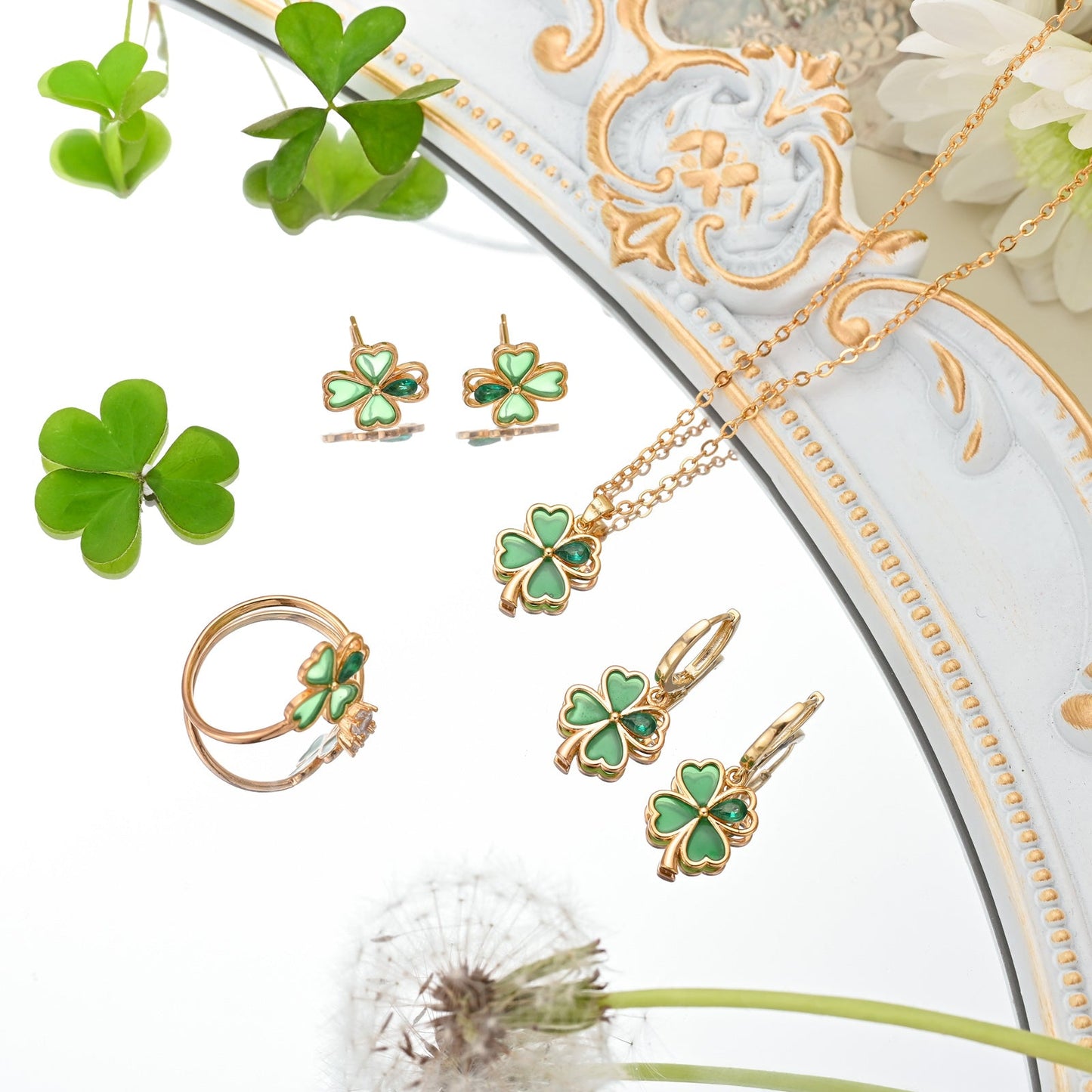 Four Leaf Clover Hoop Earrings