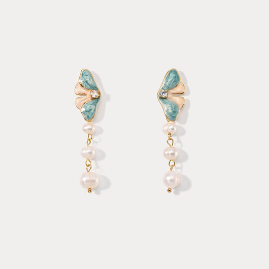Butterfly Pearl Dangling Earrings