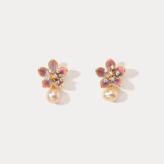 Peach Blossom Pearl Earrings