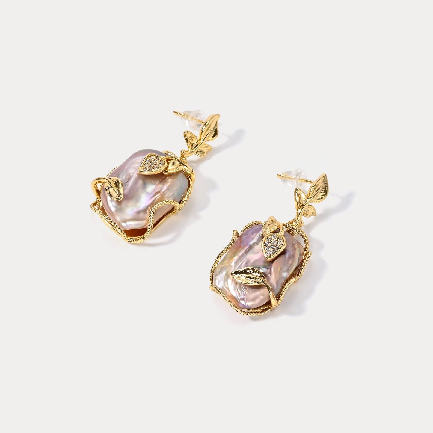 Leaf Baroque Pearl Earrings