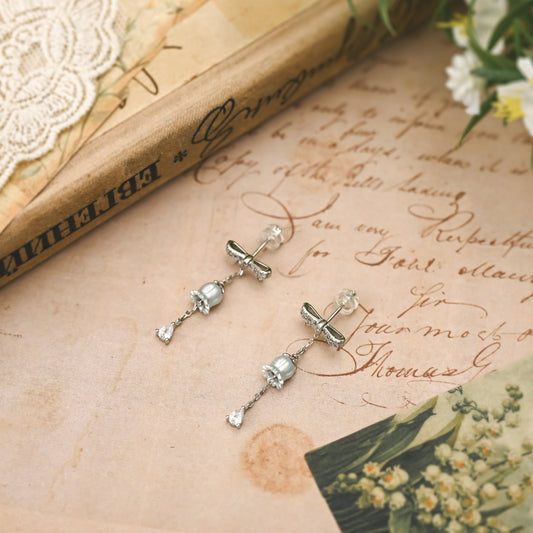 Lily Of The Valley Bow Silver Earrings