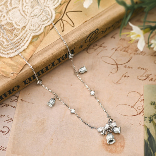 Lily Of The Valley Bow Silver Necklace