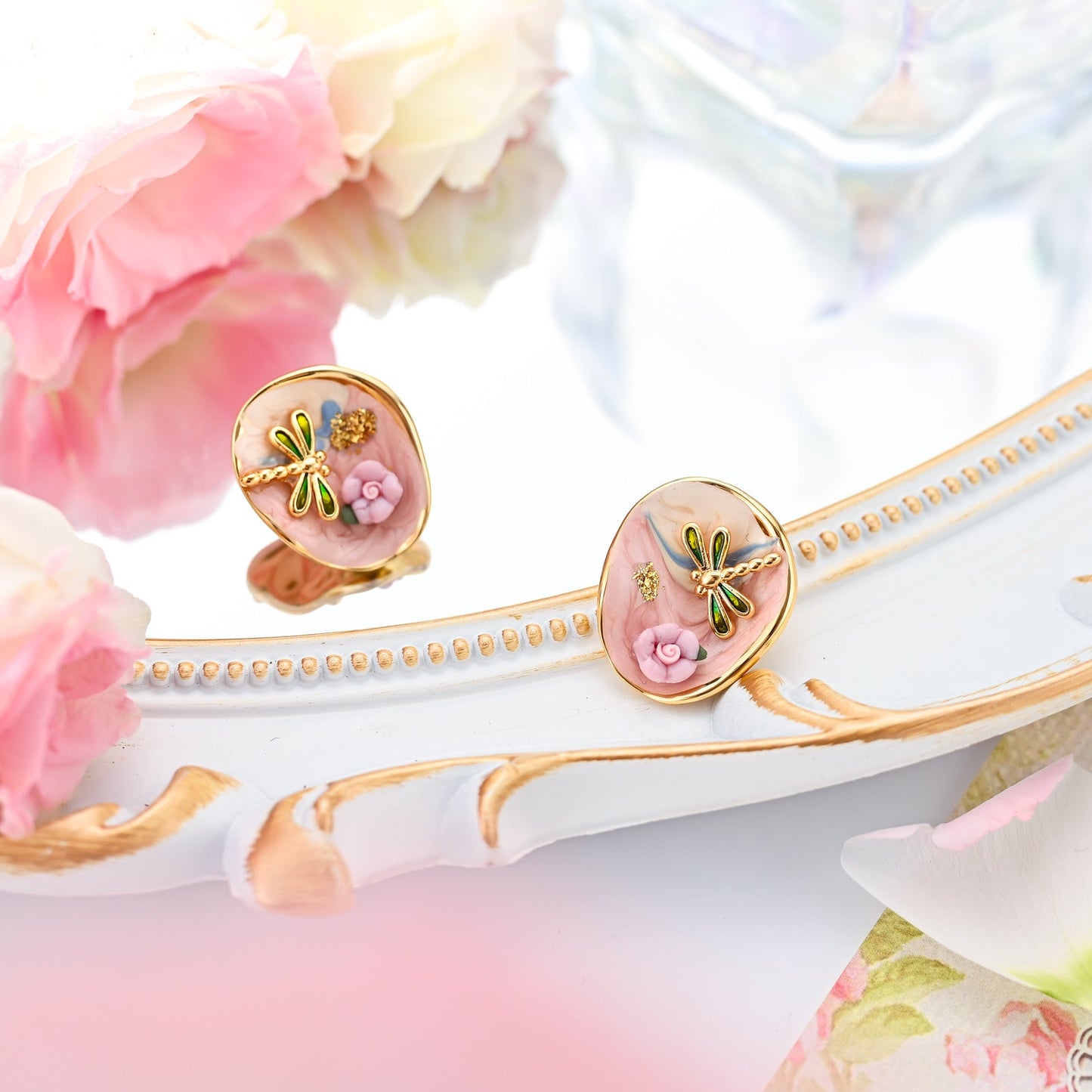 Flower Dragonfly Earrings