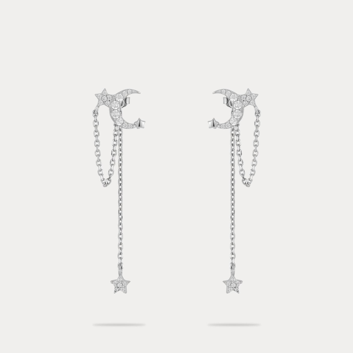 Moon and Star Drop Earrings