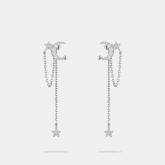 Moon and Star Drop Earrings