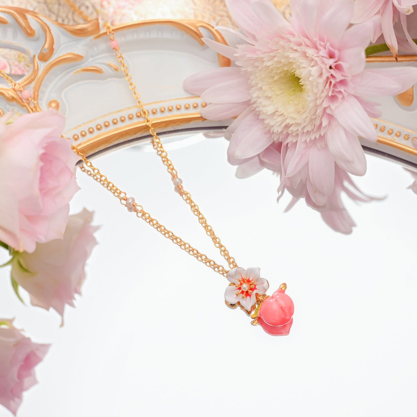 Peach Floral Necklace