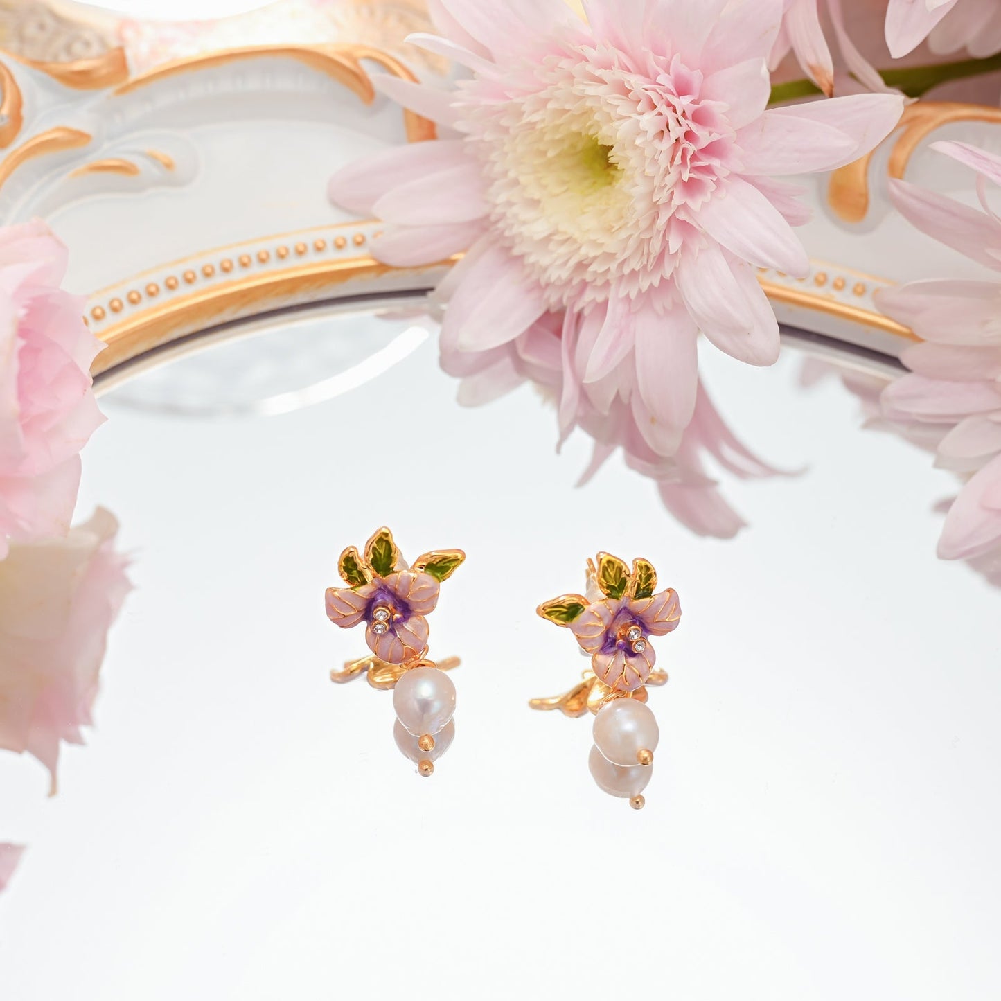 Pansy Flower Earrings