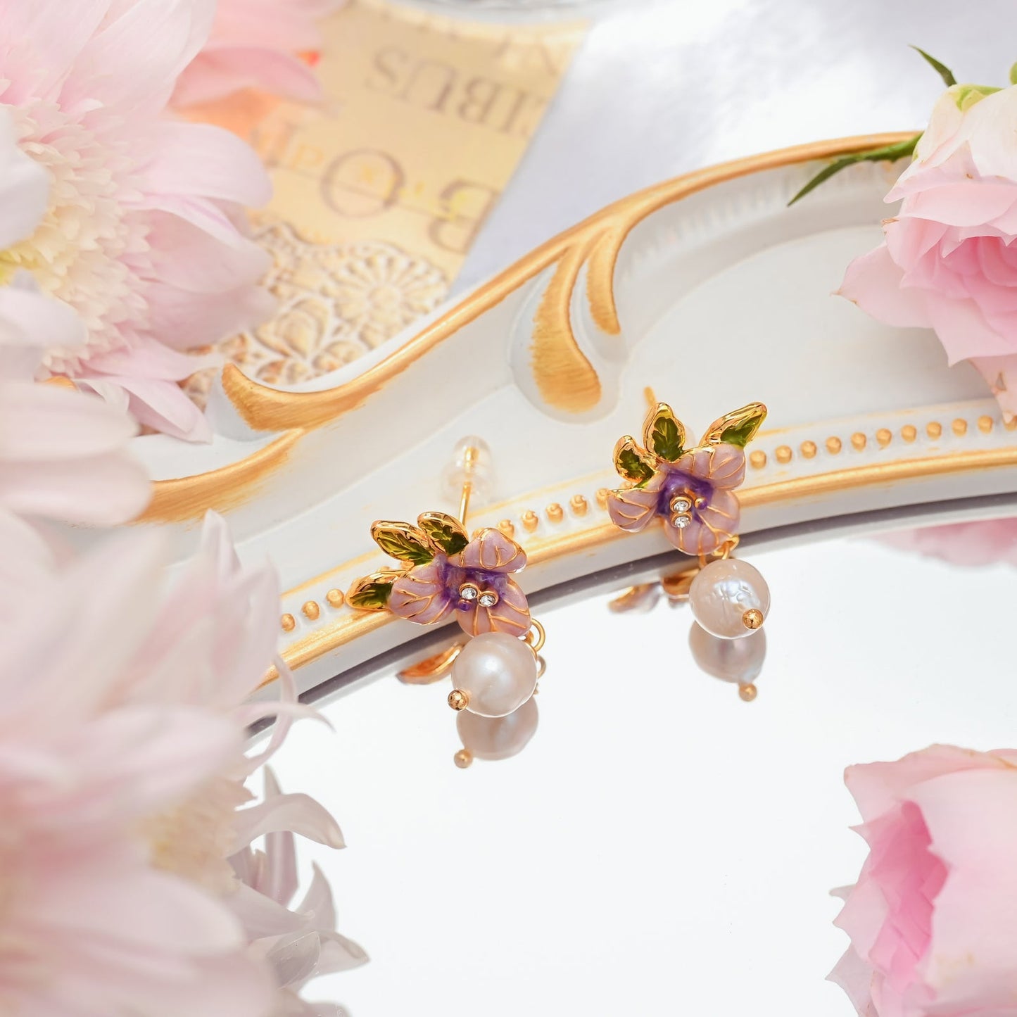 Pansy Flower Earrings