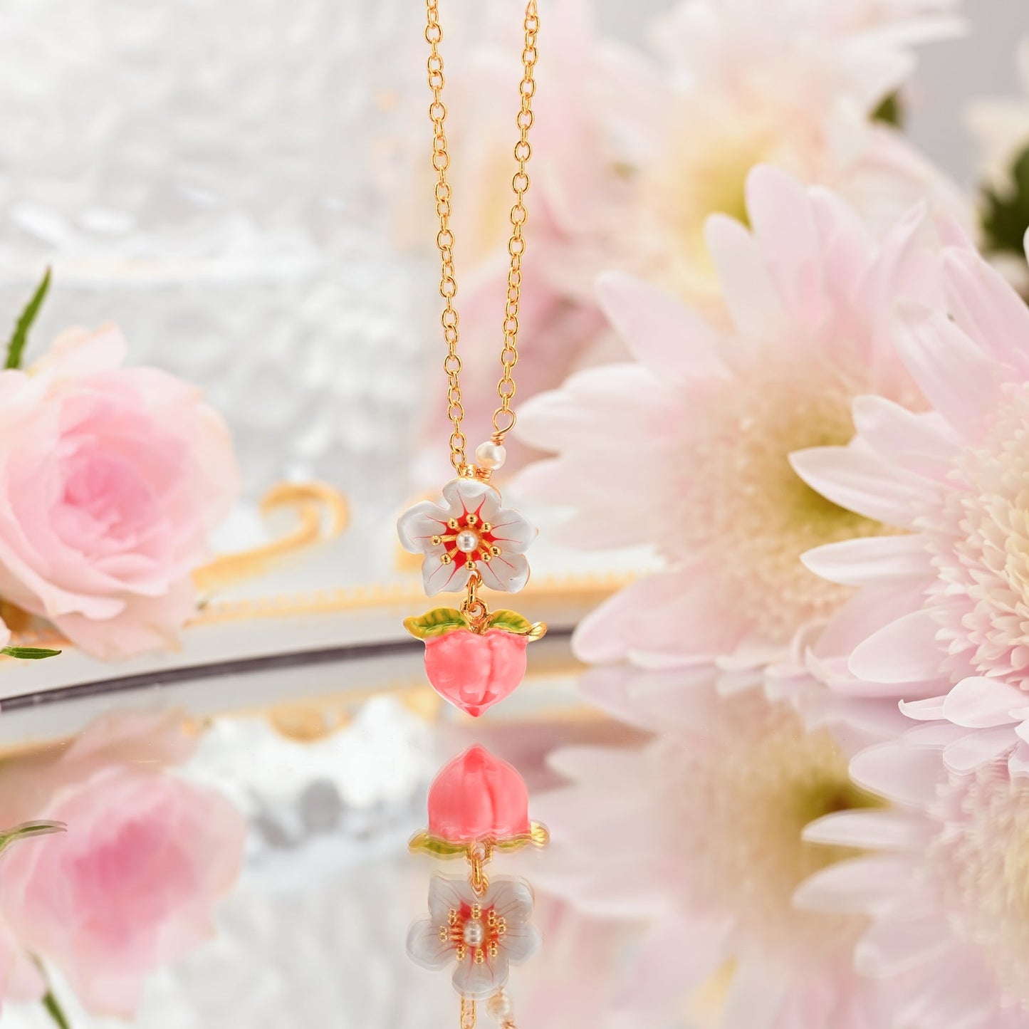 Peach Floral Necklace