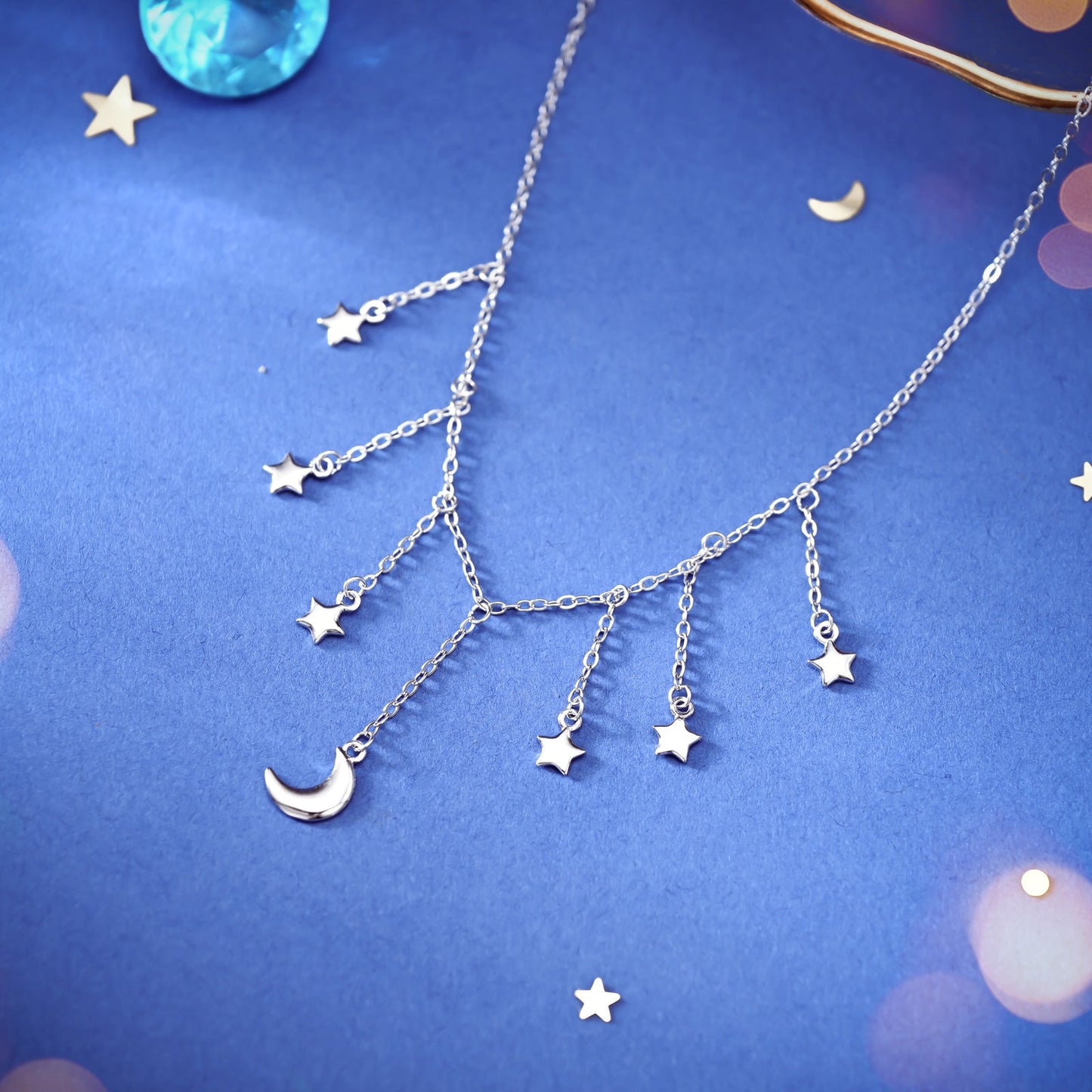 Moon and Star Tassel Necklace