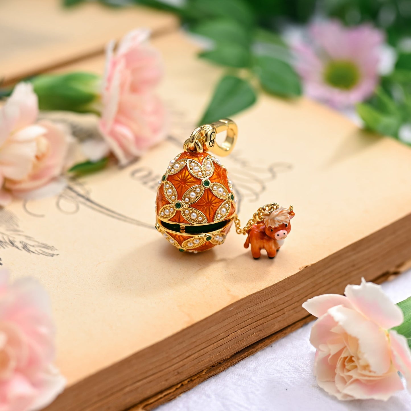 Highland Cow Egg Locket Necklace