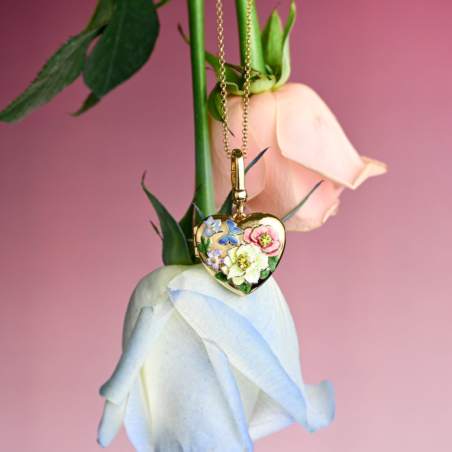 Flower Heart Shaped Locket Necklace