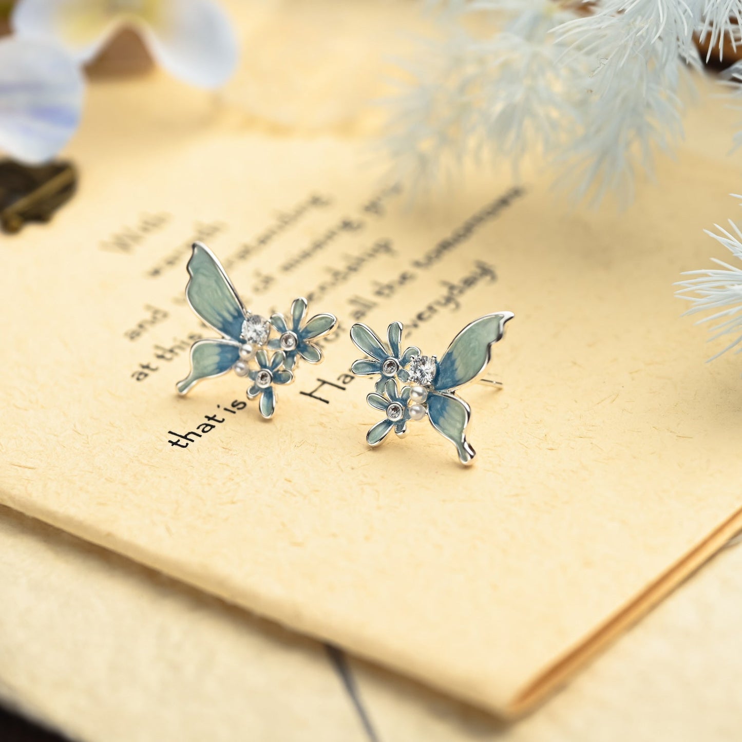 Butterfly Flower Earrings