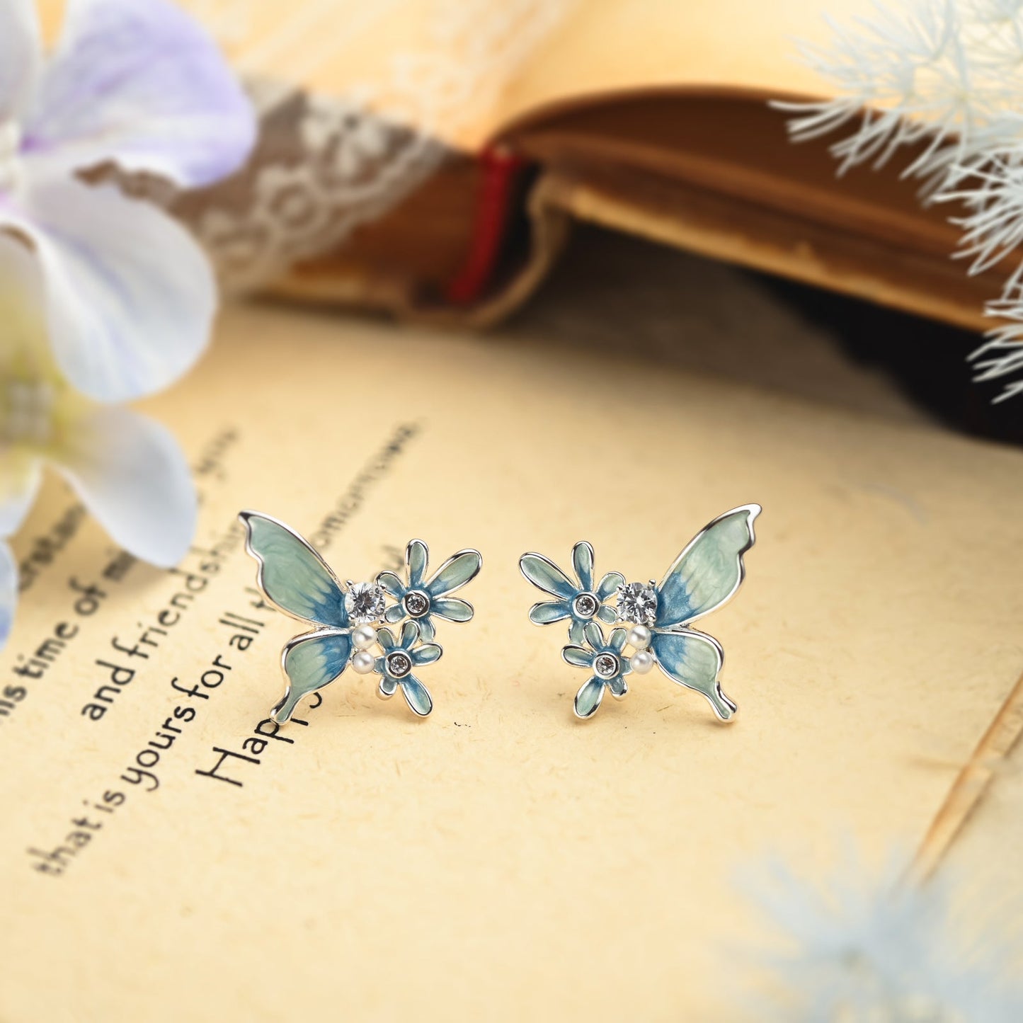 Butterfly Flower Earrings