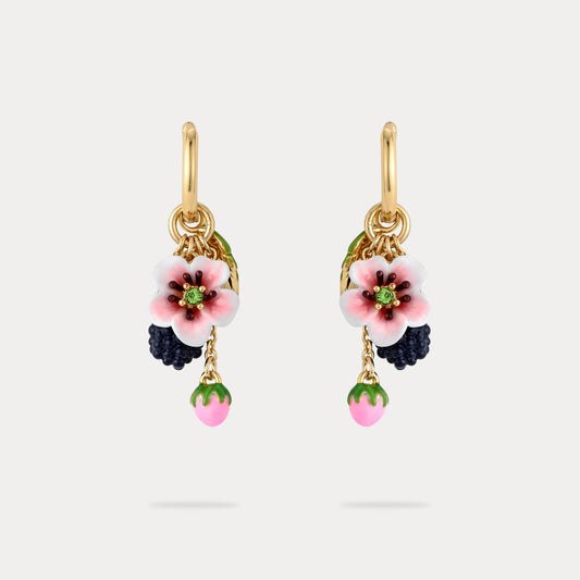 Blackberry Flower Enamel Earrings