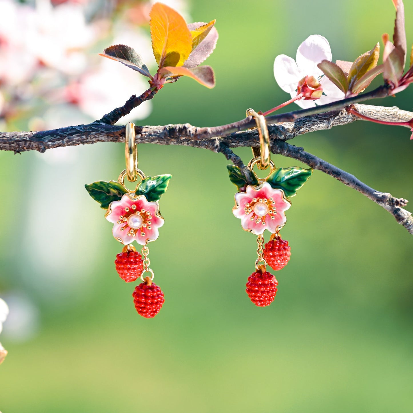 Raspberry Flower Earrings