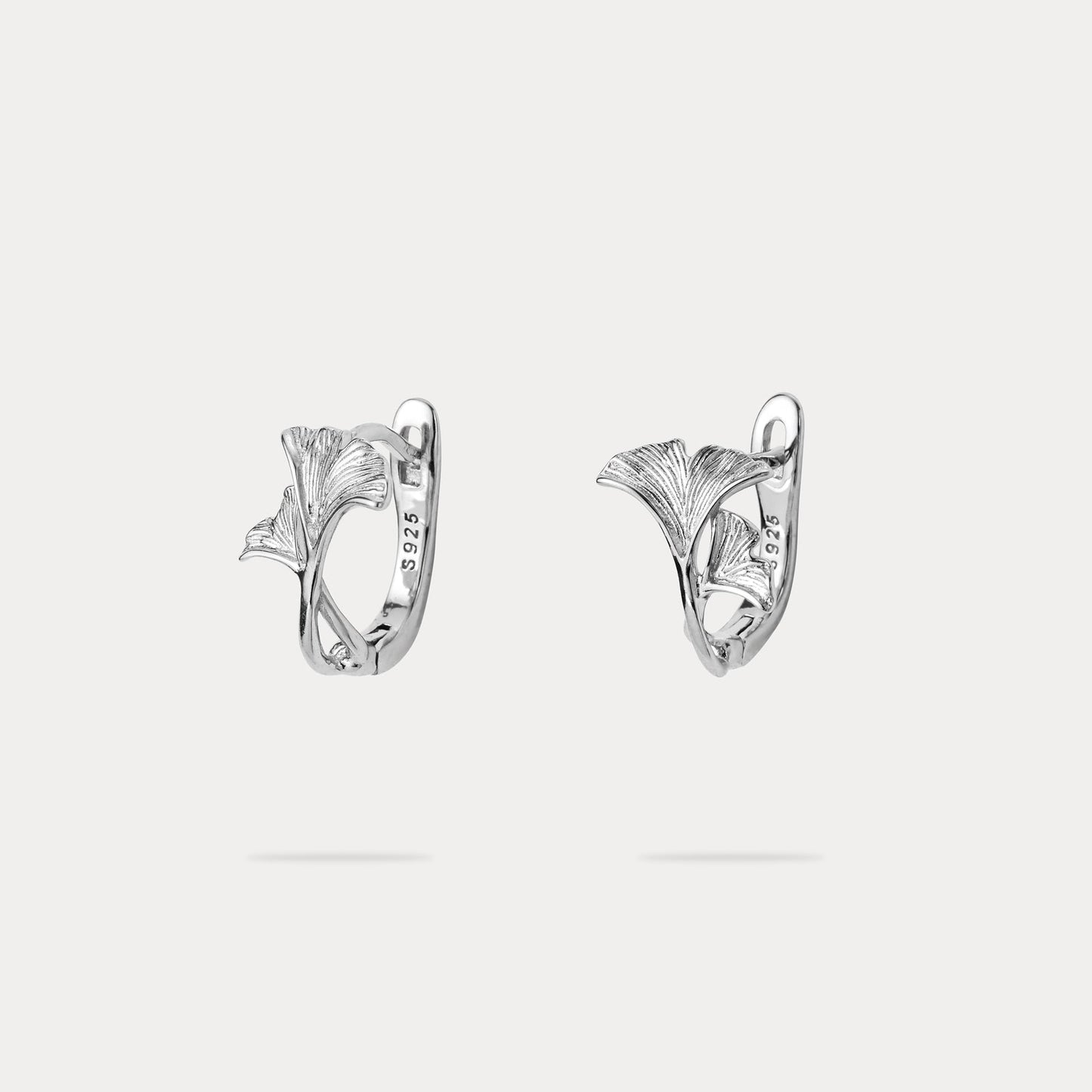 Silver Ginkgo Leaf Earrings
