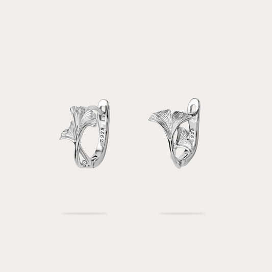 Silver Ginkgo Leaf Earrings