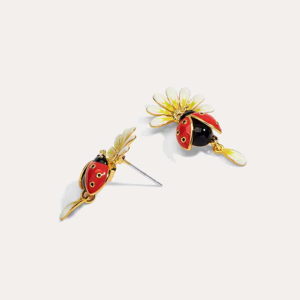 Ladybug Daisy Earrings