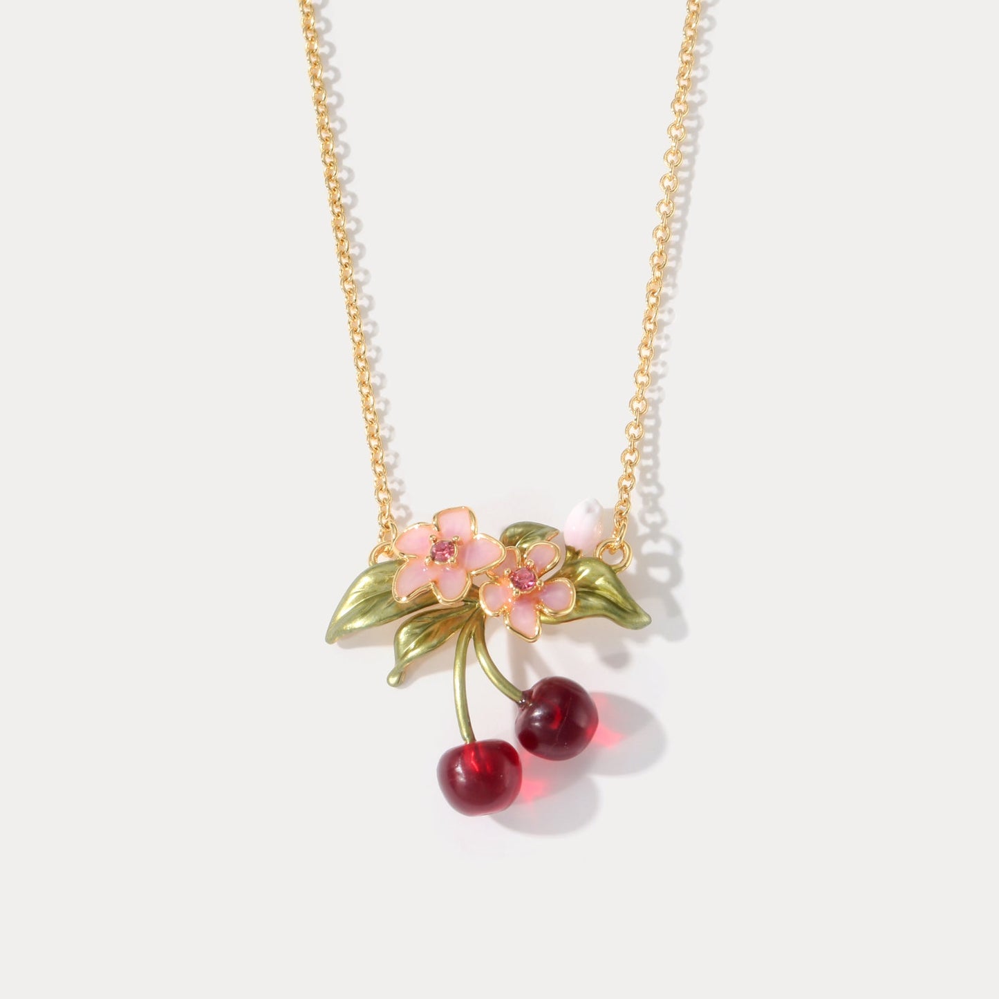Gold Flower Cherry Necklace