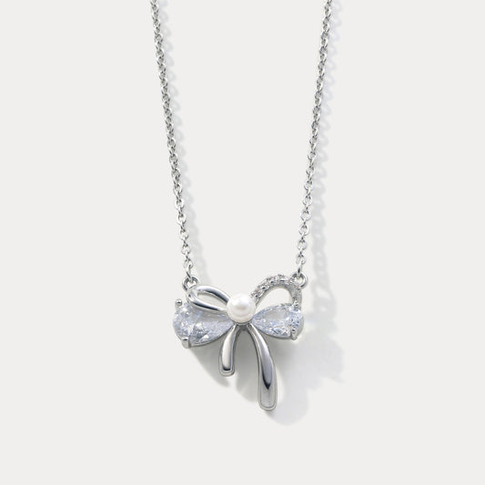 Silver Bow Necklace