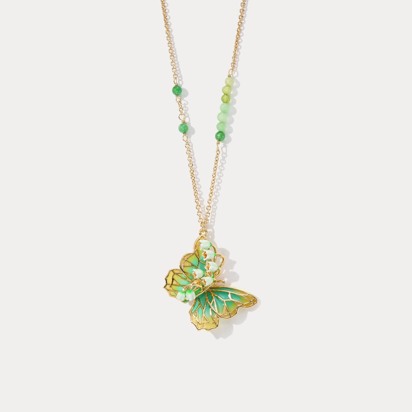 Lily of the Valley Butterfly Necklace