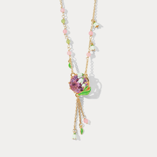 Lily of the Valley Rose Quartz Necklace