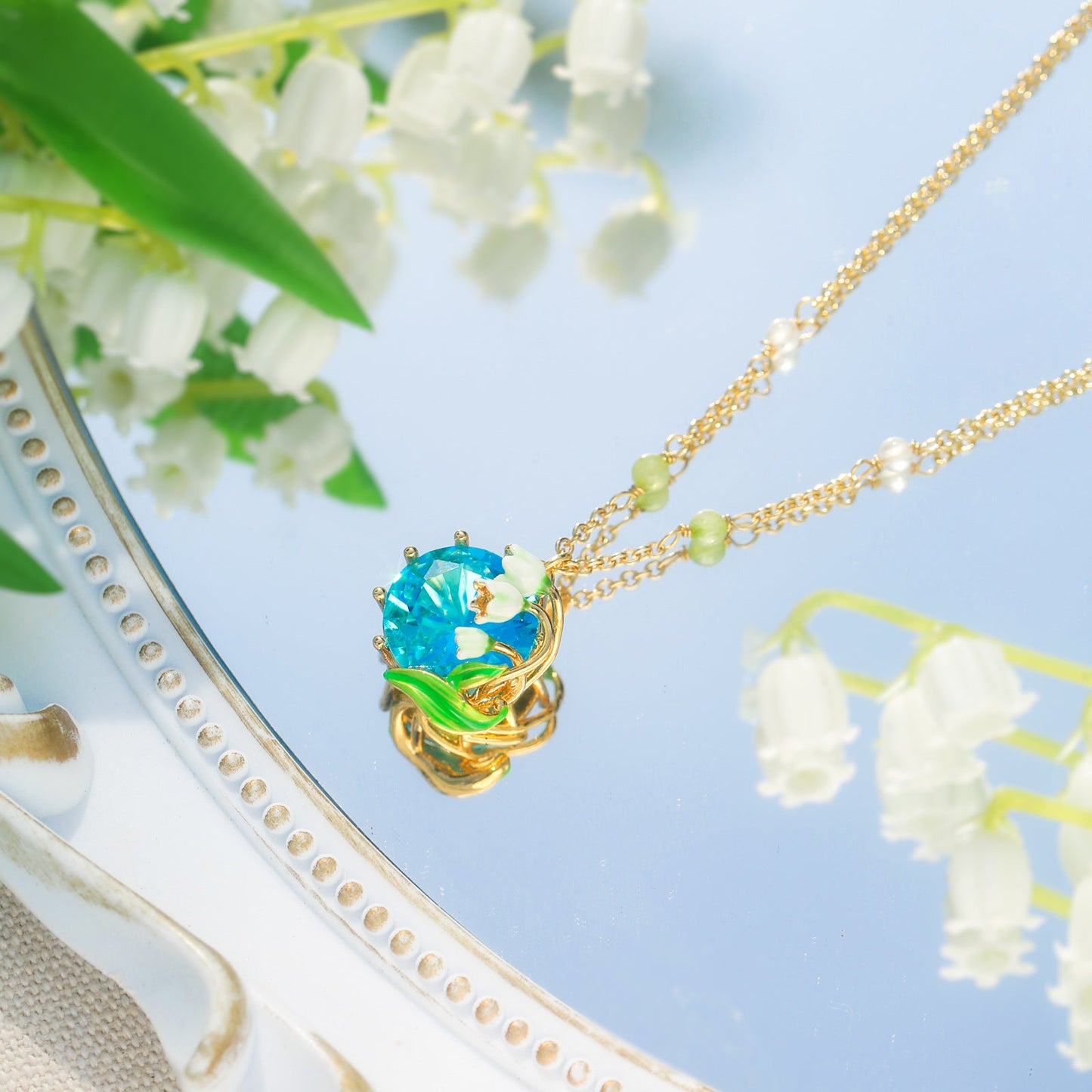 Lily of the Valley Aquamarine Necklace