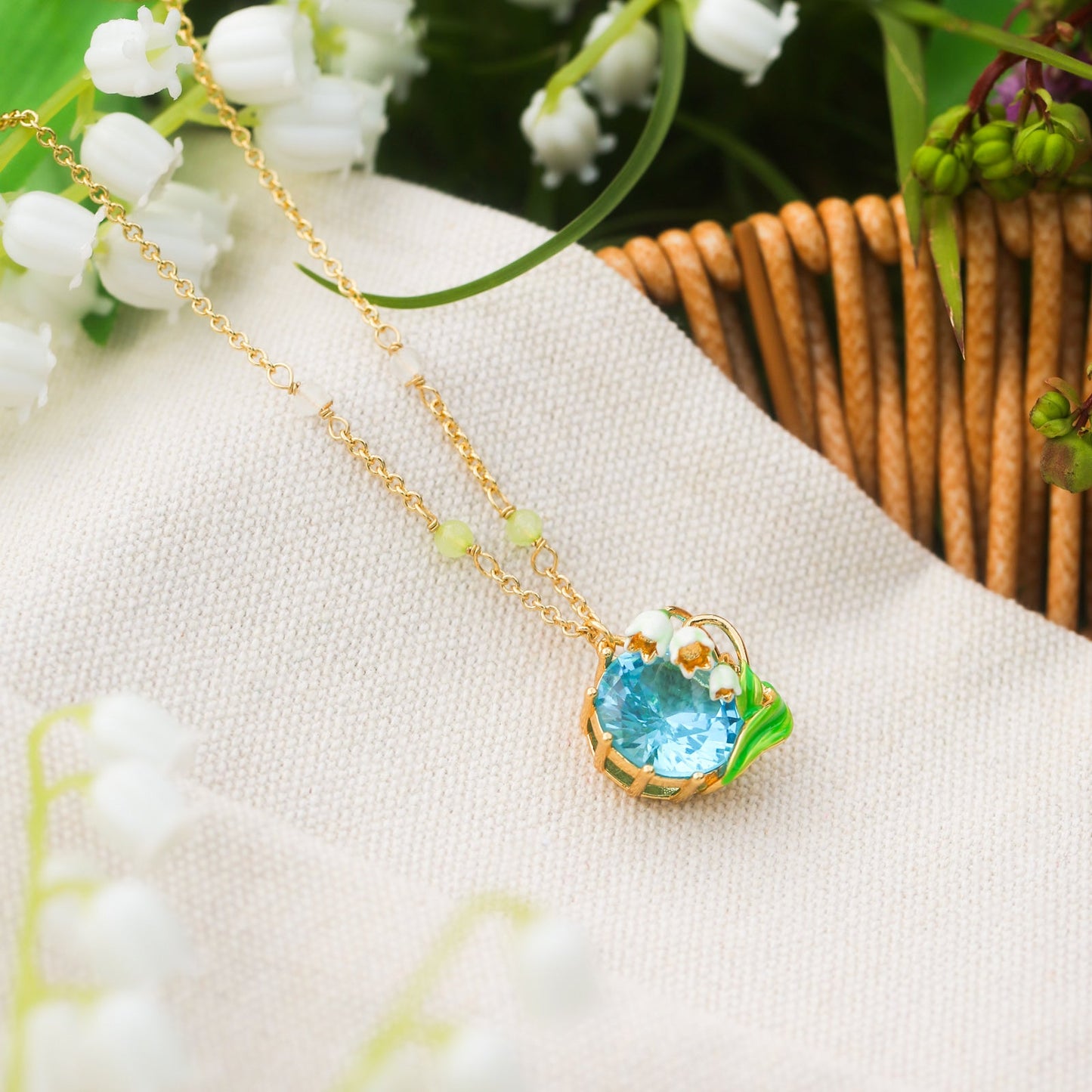 Lily of the Valley Aquamarine Necklace