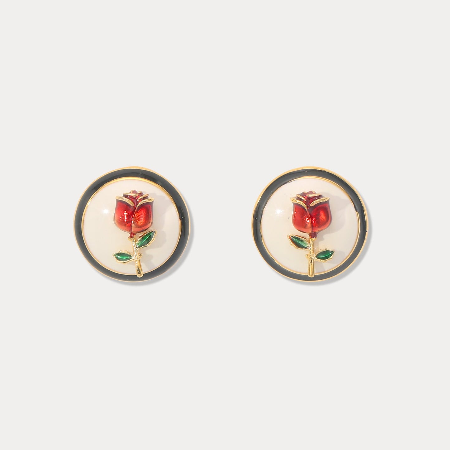 Rose Enamel Earrings