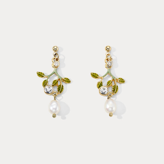 Leaf Pearl Earrings